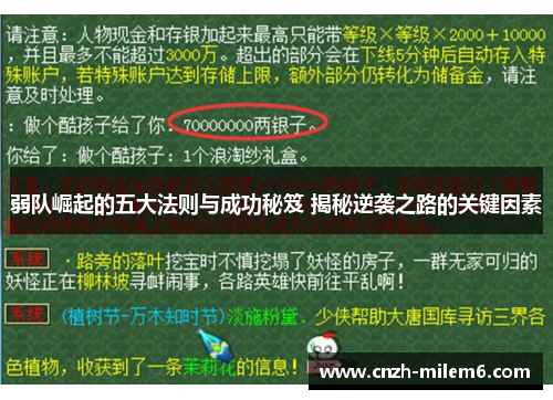 弱队崛起的五大法则与成功秘笈 揭秘逆袭之路的关键因素